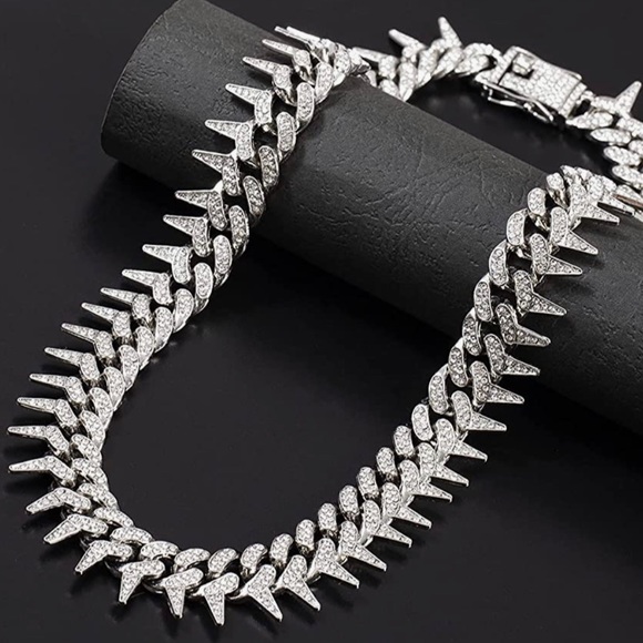 Custom made iced out Cuban link spikes hip hop chain limited stock BEST GIFT WOW - Picture 8 of 8